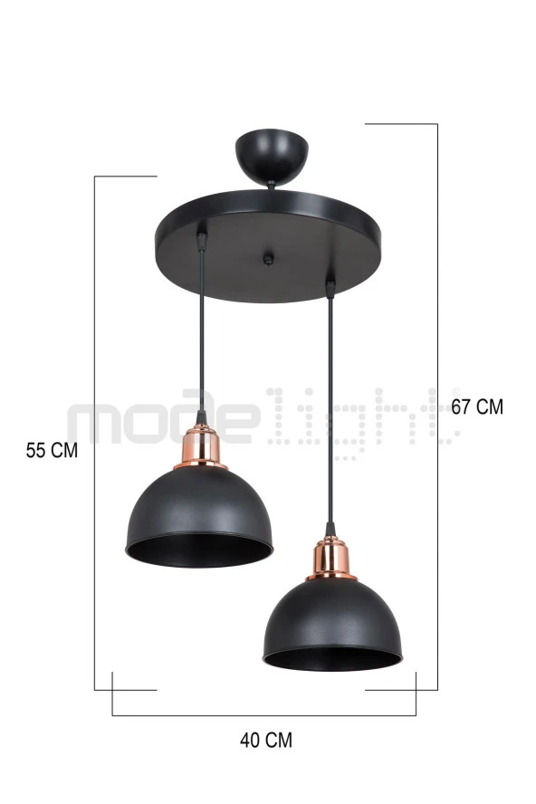 Modelight BELLA 2Lİ AVİZE SİYAH SALON-OTURMA ODASI-ÇOCUK ODASI-YEMEK-YATAK ODASI--ANTRE-MUTFAK - Resim 4