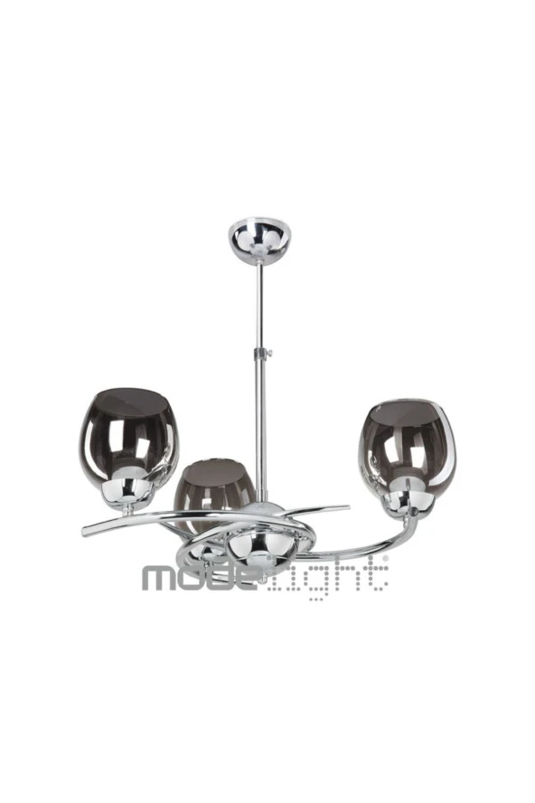 Modelight Carmen Üçlü Avize Krom - Füme Cam - Resim 3