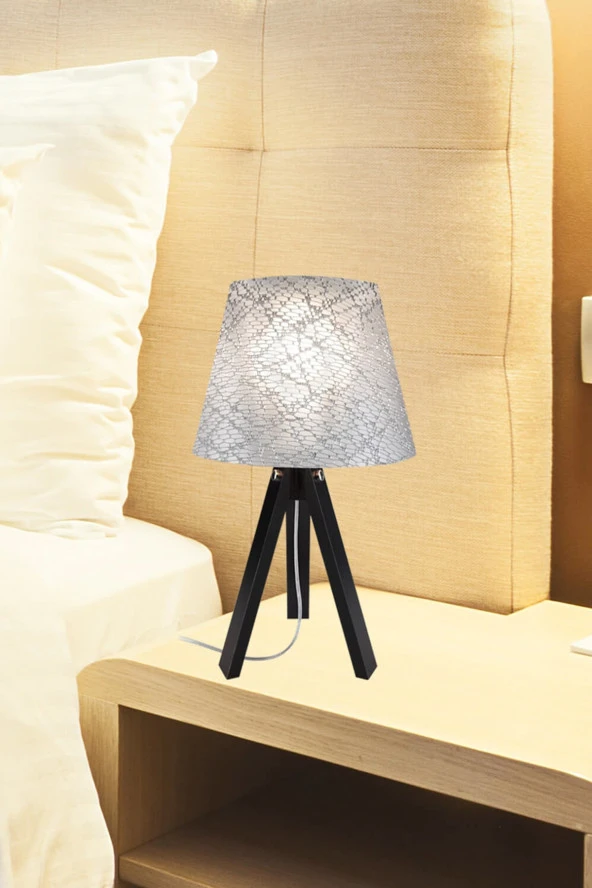 Modelight Deko Abajur Siyah Ayak  File Gri Şapka - Resim 3