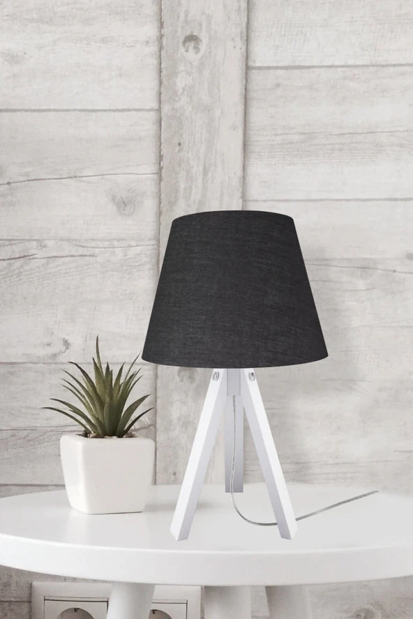 Modelight Deko Abajur Beyaz Ayak / Siyah Şapka - Resim 3