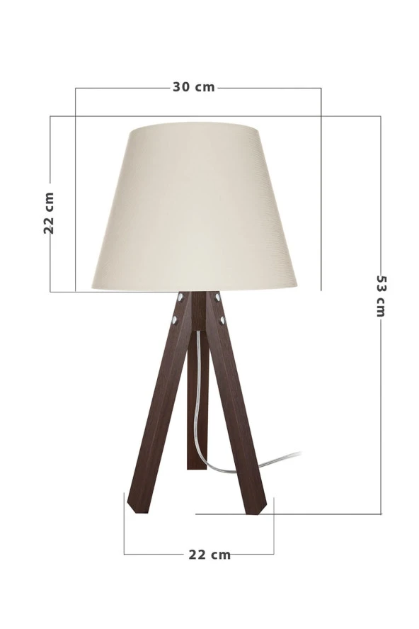 Modelight Deko Abajur Ceviz Ayak / Krem Şapka - 4