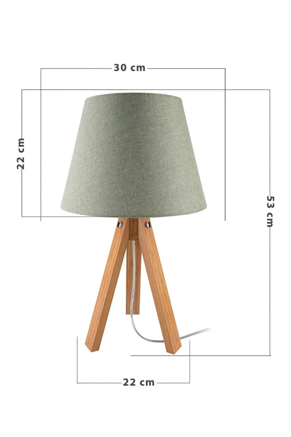 Modelight Deko Abajur Bambu Ayak / Yeşil Şapka - Resim 4