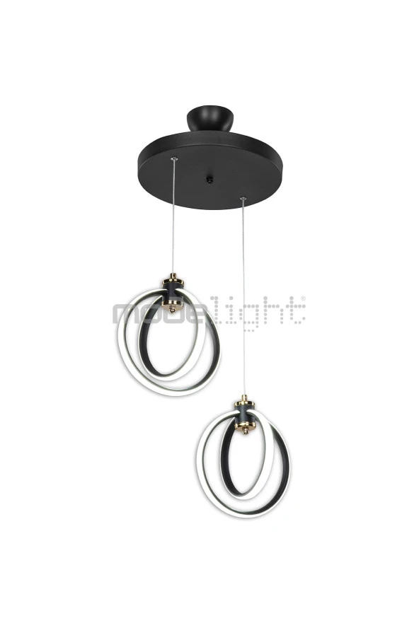 Modelight Felicia Ikili Led Avize Siyah - Resim 2
