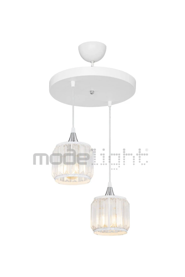 Modelight Haliç 2li Çember Sarkıt Beyaz / Krom - Resim 2