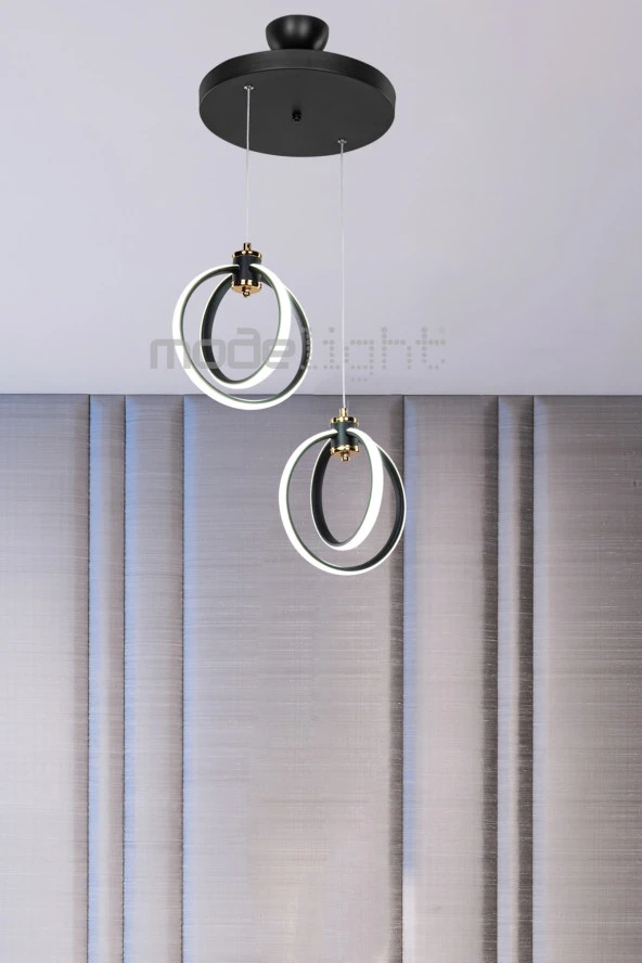 Modelight Felicia Ikili Led Avize Siyah ürün görseli