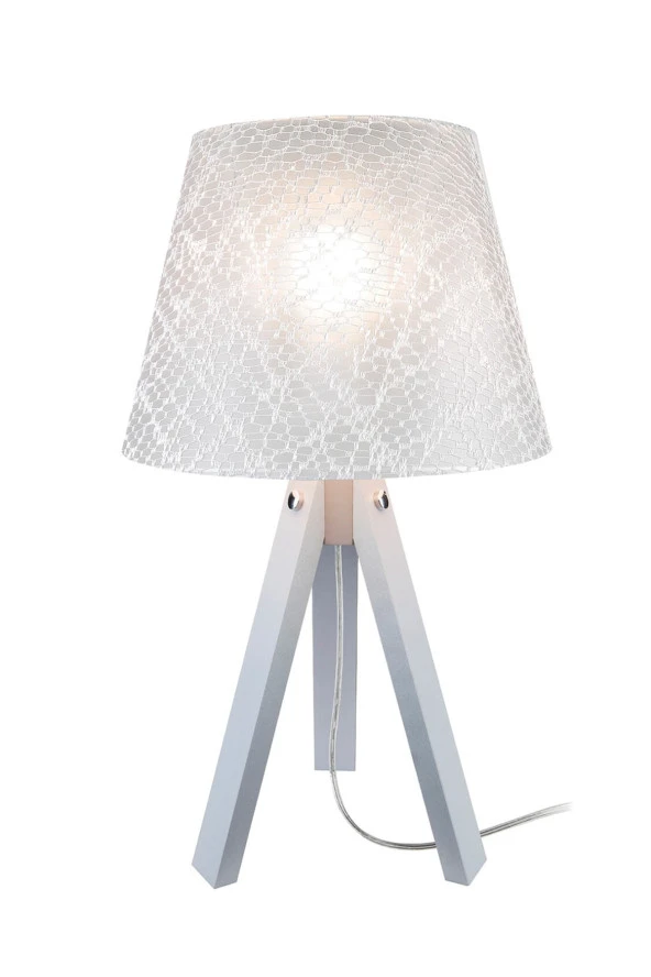 Modelight Gri Ayak File Beyaz Şapka Deko Abajur - Resim 2