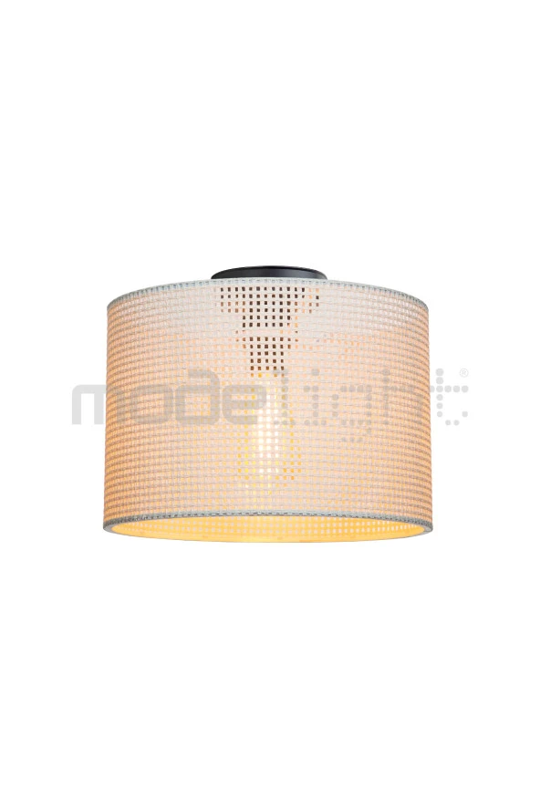 Modelight GOZA 30 CM SİLİNDİR PLAFONYER AVİZE HASIR BEYAZ SALON-OTURMA-ÇOCUK-YEMEK-YATAK ODASI--ANTRE-MUTFAK - Resim 2