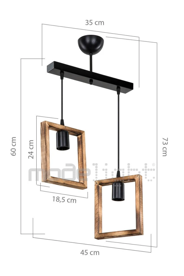 Modelight Fila 2li Sıralı Avize - Resim 3