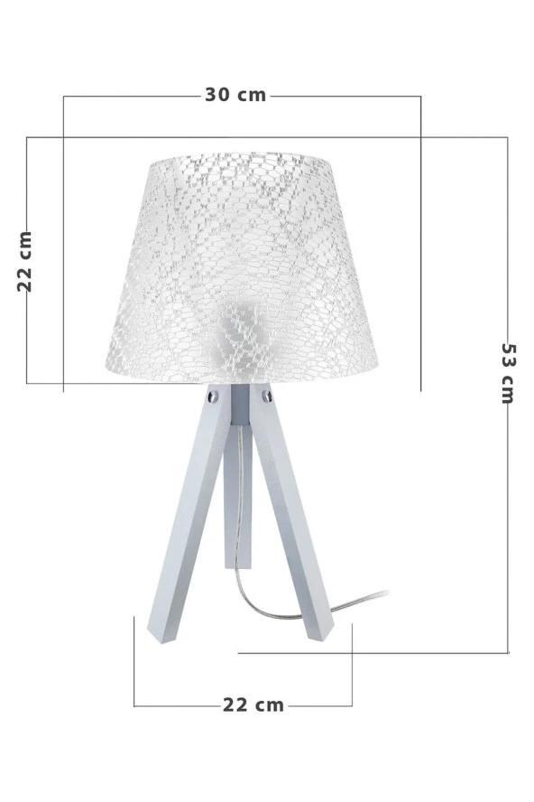 Modelight Gri Ayak File Beyaz Şapka Deko Abajur - Resim 3