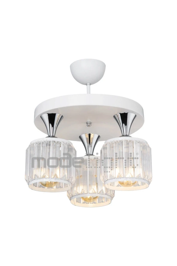 Modelight Haliç 3lü Plafonyer Avize Beyaz / Krom - Resim 2