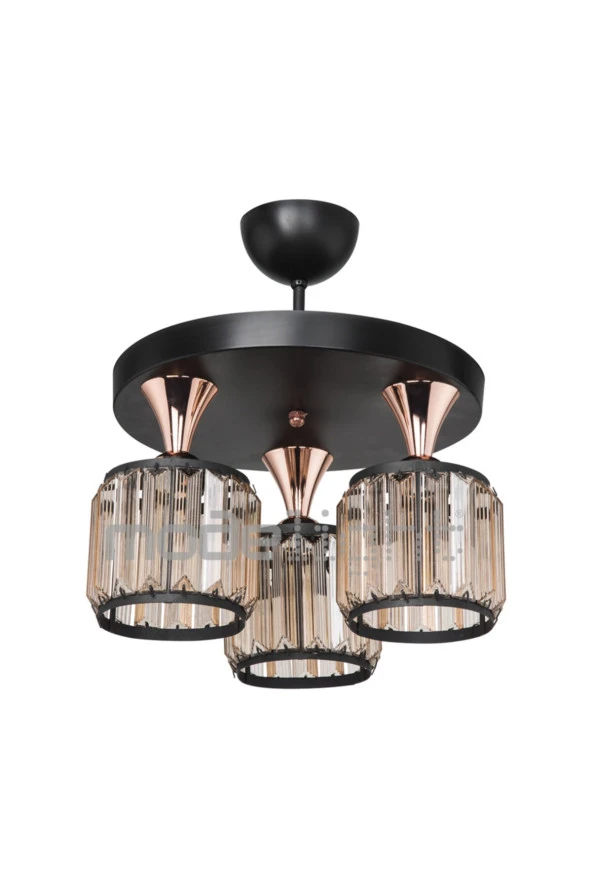 Modelight Haliç 3lü Plafonyer Avize Siyah / Bakır - Resim 2