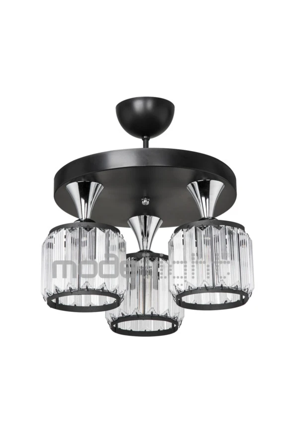 Modelight Haliç 3lü Plafonyer Avize Siyah / Krom - Resim 3