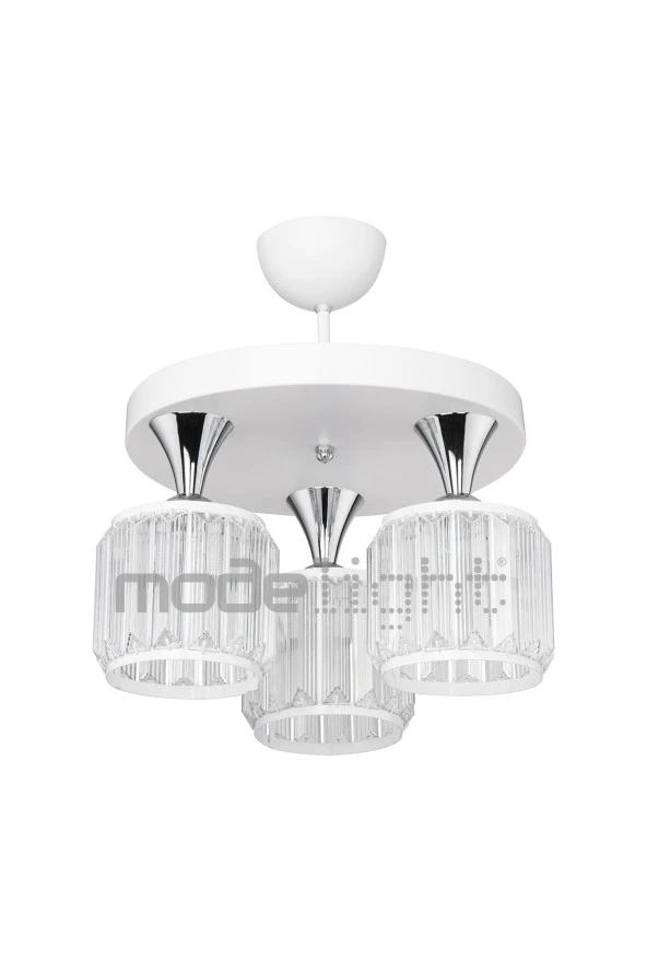 Modelight Haliç 3lü Plafonyer Avize Beyaz / Krom - Resim 3