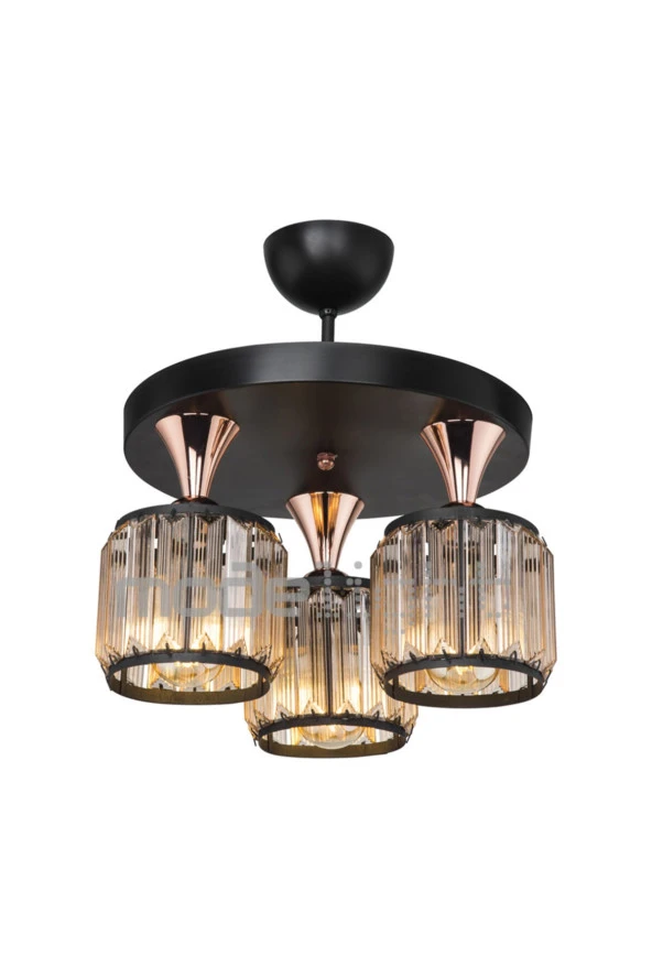 Modelight Haliç 3lü Plafonyer Avize Siyah / Bakır - Resim 4