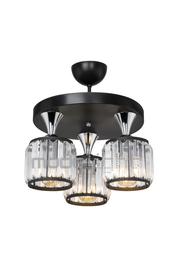 Modelight Haliç 3lü Plafonyer Avize Siyah / Krom - Resim 2