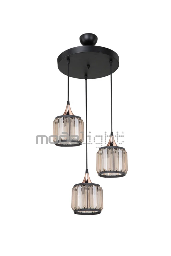 Modelight Haliç 3lü Çember Avize Siyah / Bakır - Resim 2