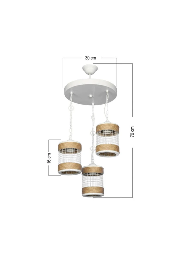 Modelight İlayda 3Lü Avize Beyaz - Resim 2