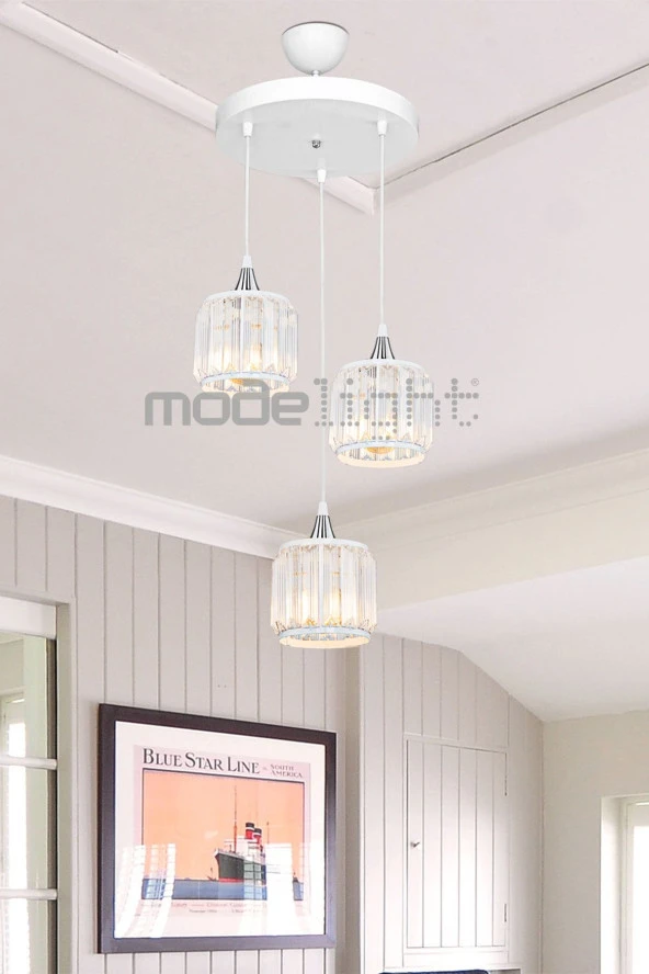 Modelight Haliç 3lü Çember Avize Beyaz / Krom - Resim 3