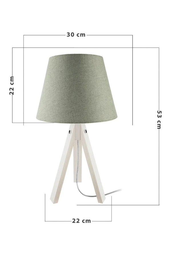 Modelight Krem Ayak Yeşil Şapka Deko Abajur - 2