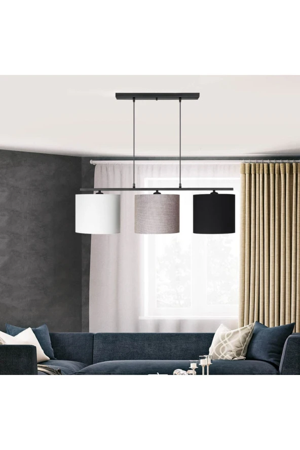 Modelight Medusa 3lü Sıralı Avize Siyah-beyaz-kumbeji ürün görseli