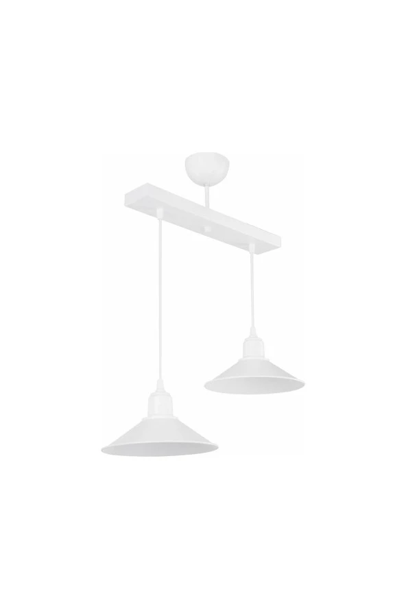 Modelight Maya 2li Sıralı Beyaz Salon- Oturma Odası - Çocuk Odası -mutfak - Yemek Odası Avize - Resim 2