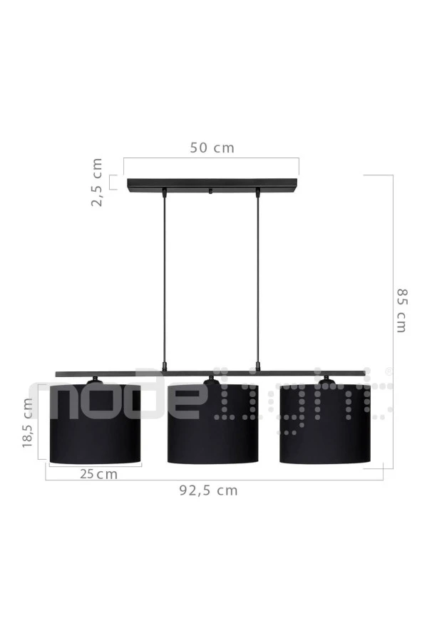 Modelight Medusa 3lü Sıralı Avize Siyah - Resim 3