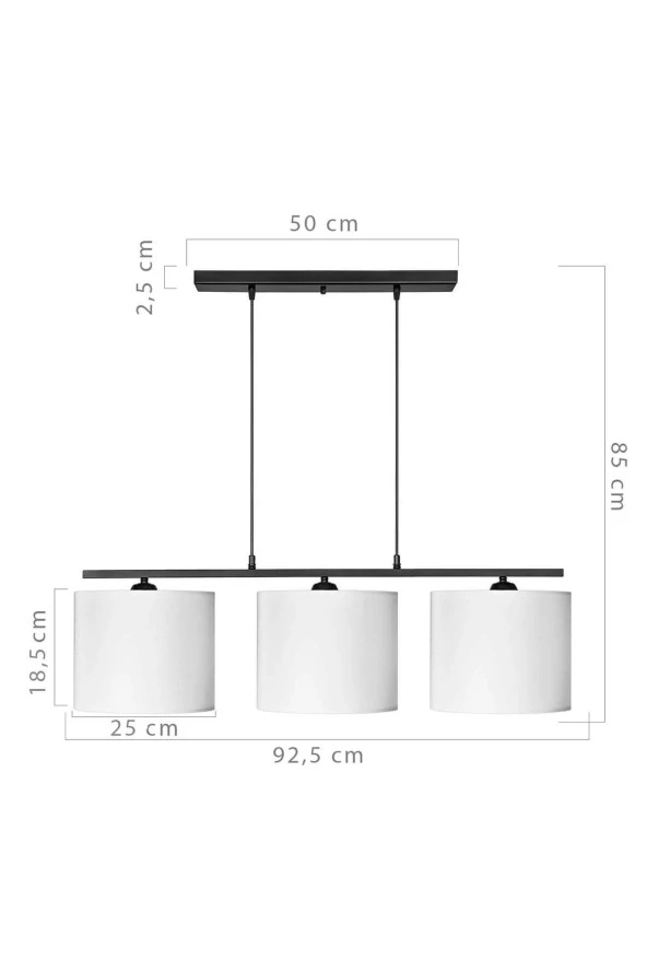 Modelight Medusa 3lü Sıralı Avize Beyaz - Resim 3