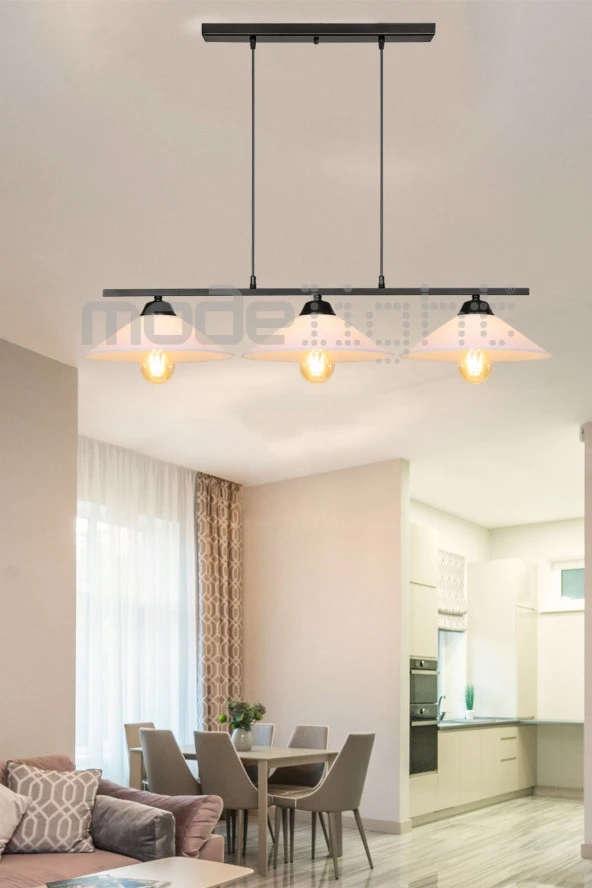 Modelight Melisa 3lü Sıralı Opal Şapkalı Avize