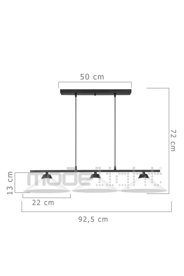 Modelight Melisa 3lü Sıralı Opal Şapkalı Avize - Resim 3