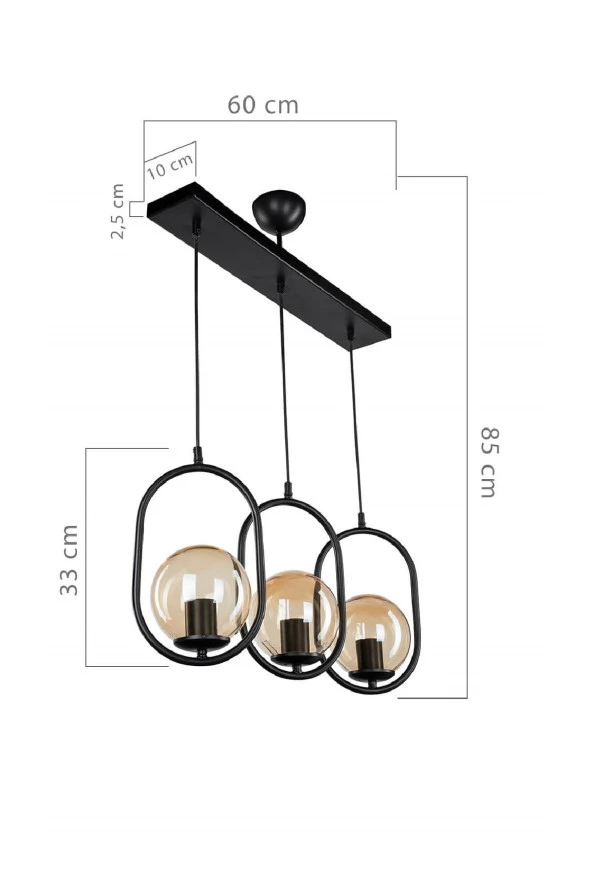 Modelight Narissa 3’Lü Sıralı Avize - Resim 4