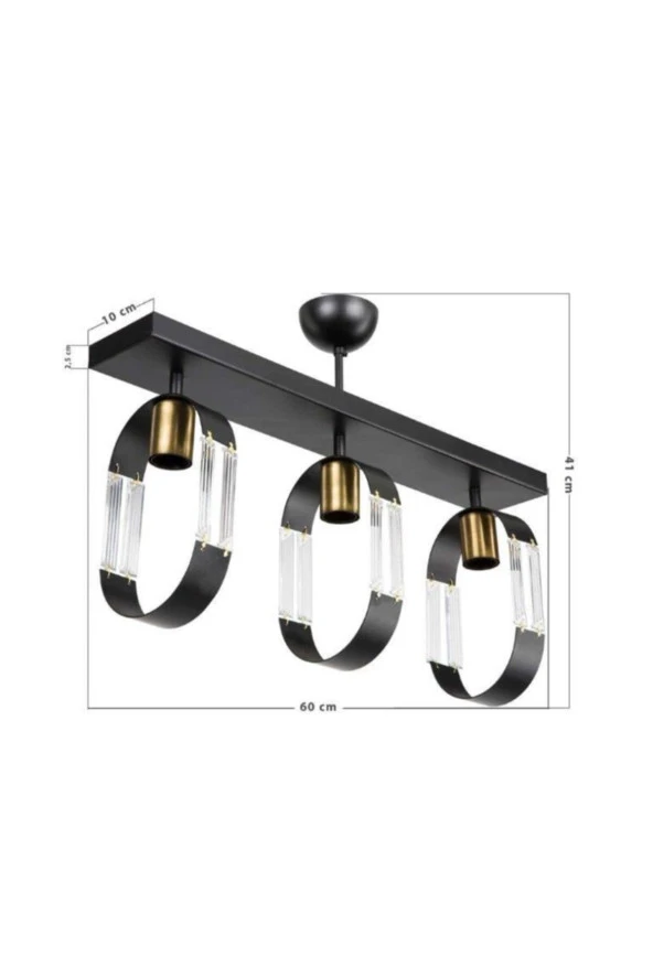 Modelight Nova 3'lü Sıralı Avize (Plafonyer) - Resim 2