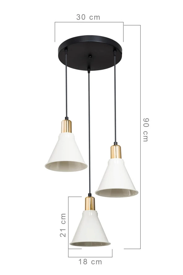 Modelight Porto 3'lü Çember Avize Krem - Resim 4