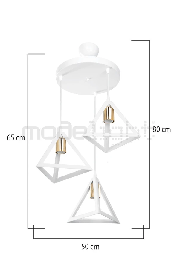 Modelight PRİZMA 3LÜ AVİZE  BEYAZ GOLD LALELİ SALON-OTURMA ODASI-ÇOCUK ODASI-YEMEK-YATAK ODASI--ANTRE-MUTFAK - 4