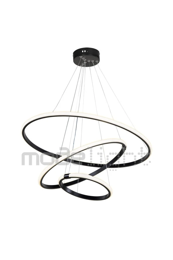 Modelight Rıng 3lü Ledli Avize Siyah Salon-oturma Odası-çocuk Odası-yatak Odası-yemek Odası-antre-mutfak - Resim 2