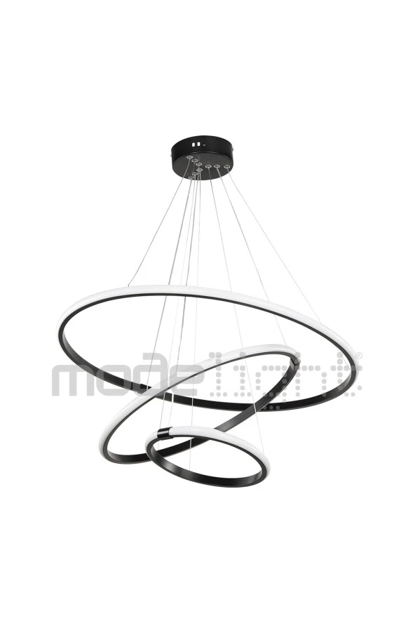 Modelight Rıng 3lü Ledli Avize Siyah Salon-oturma Odası-çocuk Odası-yatak Odası-yemek Odası-antre-mutfak - Resim 3