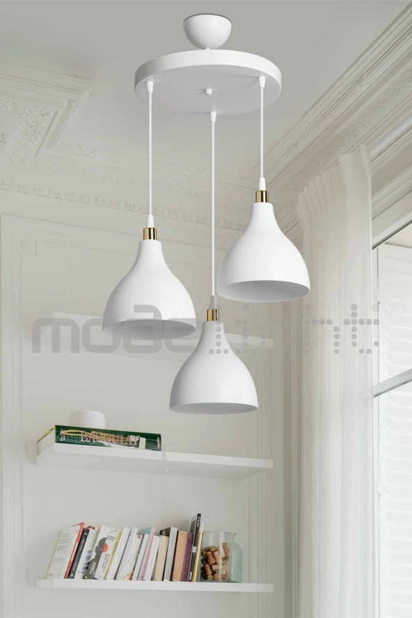 Modelight Ronda 3lü Avize Beyaz / Salon - Oturma Odası - Çocuk Odası - Yemek Odası - Mutfak - Antre - Hol ürün görseli