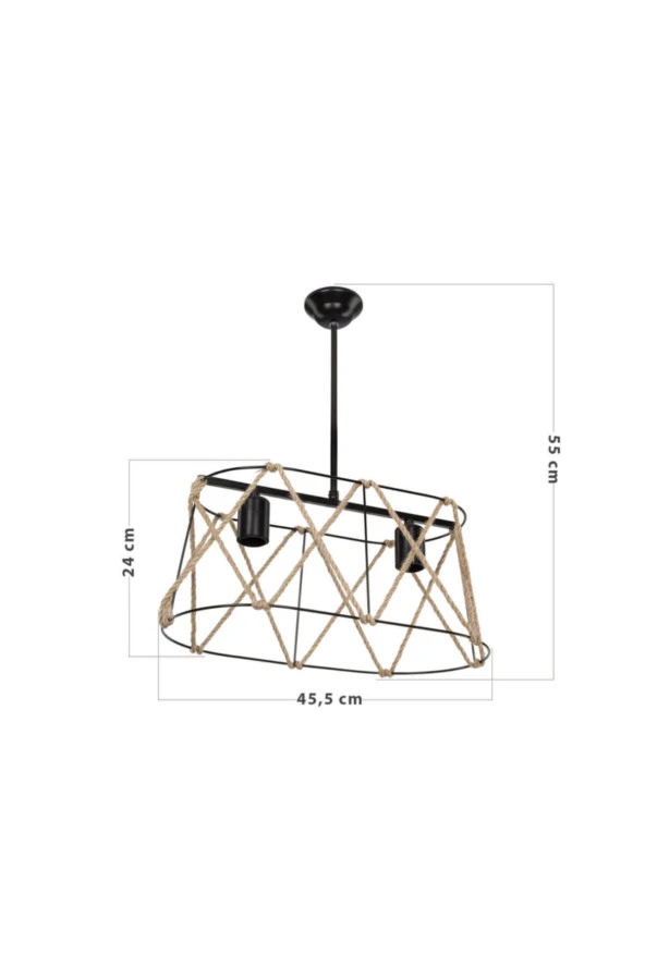 Modelight Selva 2li Sıralı Halatlı Avize Siyah-asz.1028 - Resim 2