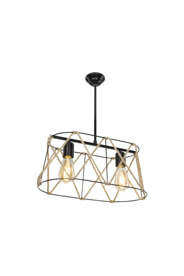 Modelight Selva 2li Sıralı Halatlı Avize Siyah-asz.1028 - Resim 4