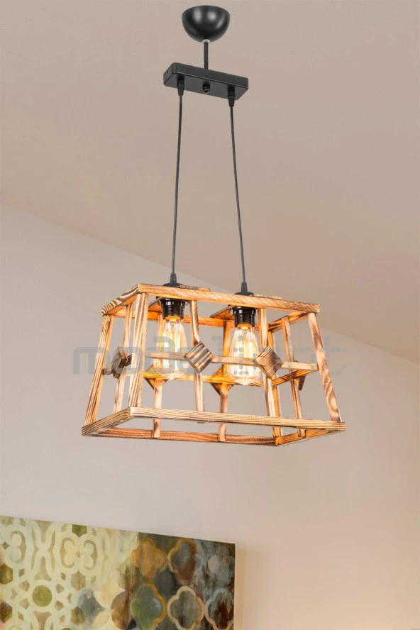 Modelight Soma 2li Ahşap Avize - Resim 4