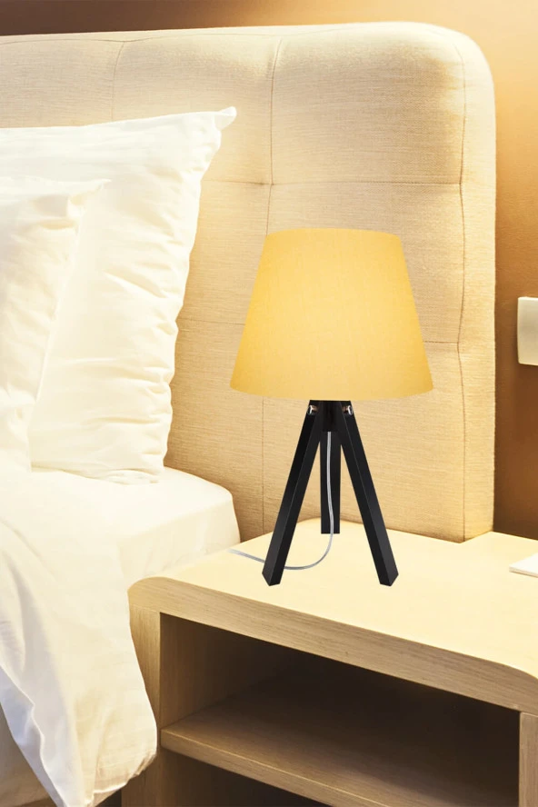 Modelight Siyah Ayak Sarı Şapka Deko Abajur - Resim 3