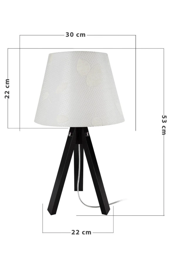 Modelight Siyah Ayak Krem Şapka Deko Abajur - Resim 4