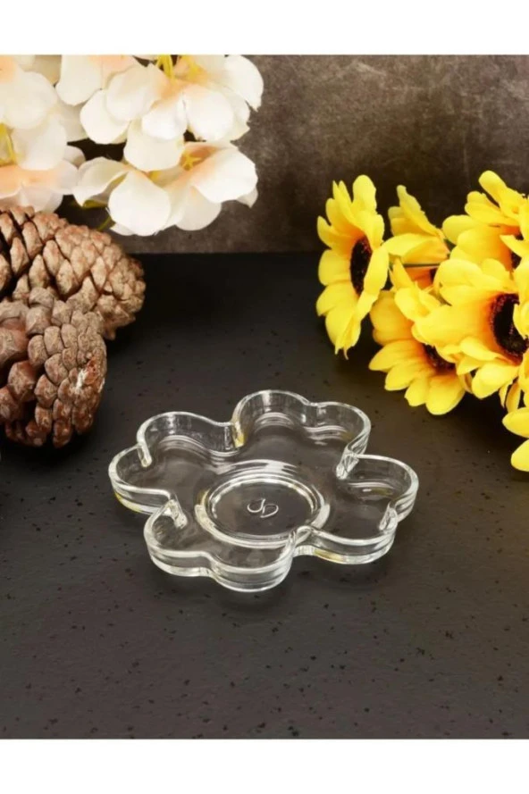 54521 Yonca Cam 6lı Çay Tabağı Bardak Altlığı