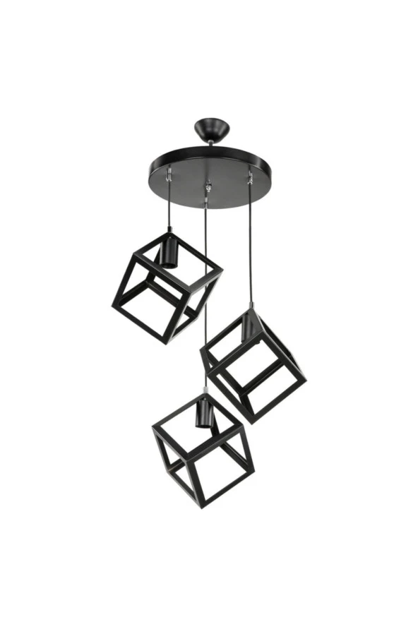 Modelight Unisex Siyah Agatha 3'lü Avize - Resim 3