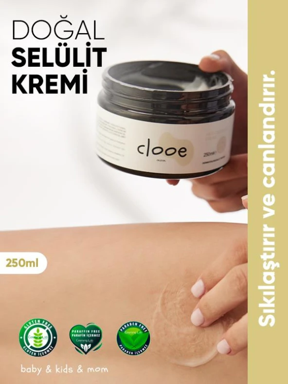 Clooe Doğal Selülit ve Çatlak Giderici Krem (250ml) - Bitkisel İçerikli, Zayıflama İçin Etkili