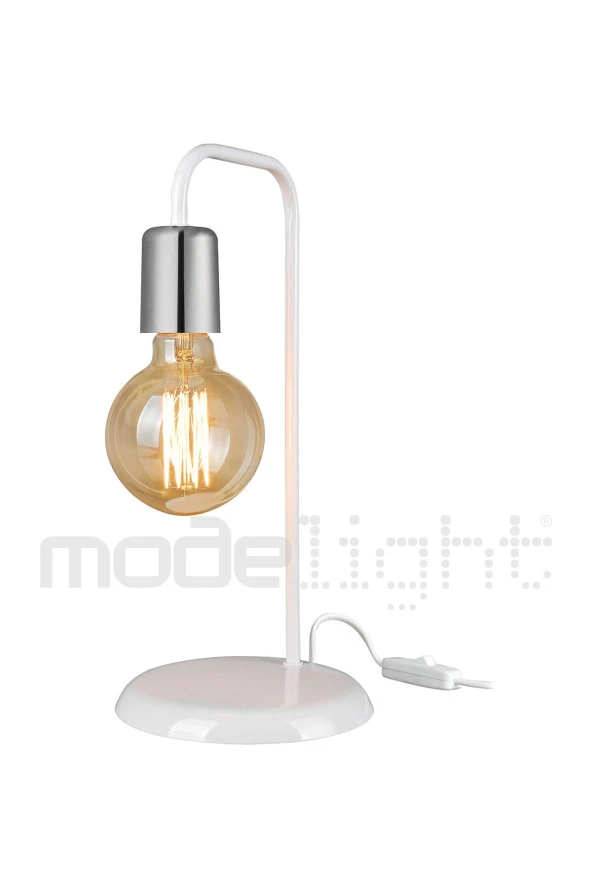 Modelight Tema Masa Lambası Beyaz-krom - Resim 2