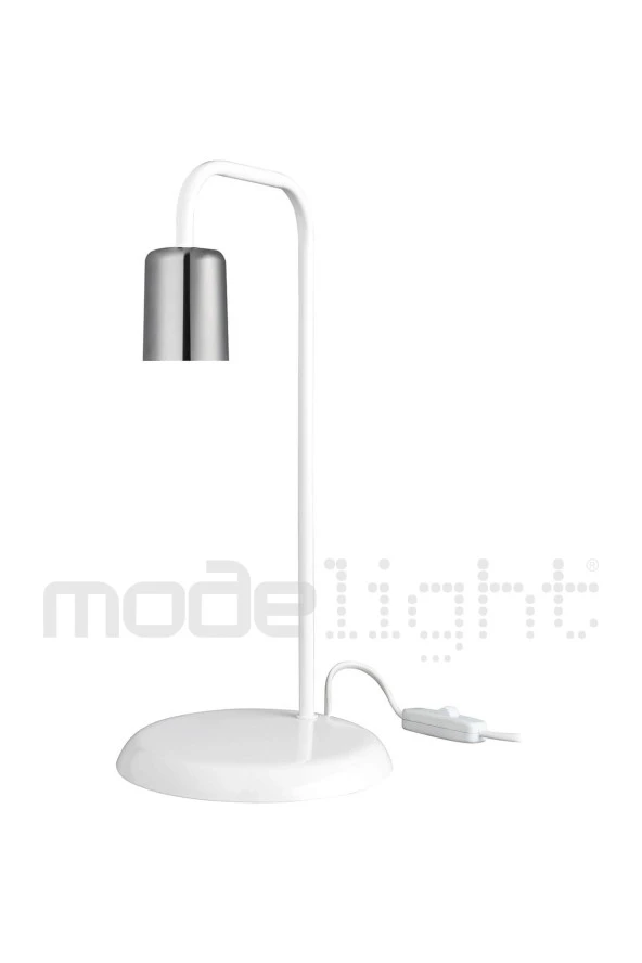 Modelight Tema Masa Lambası Beyaz-krom - Resim 3