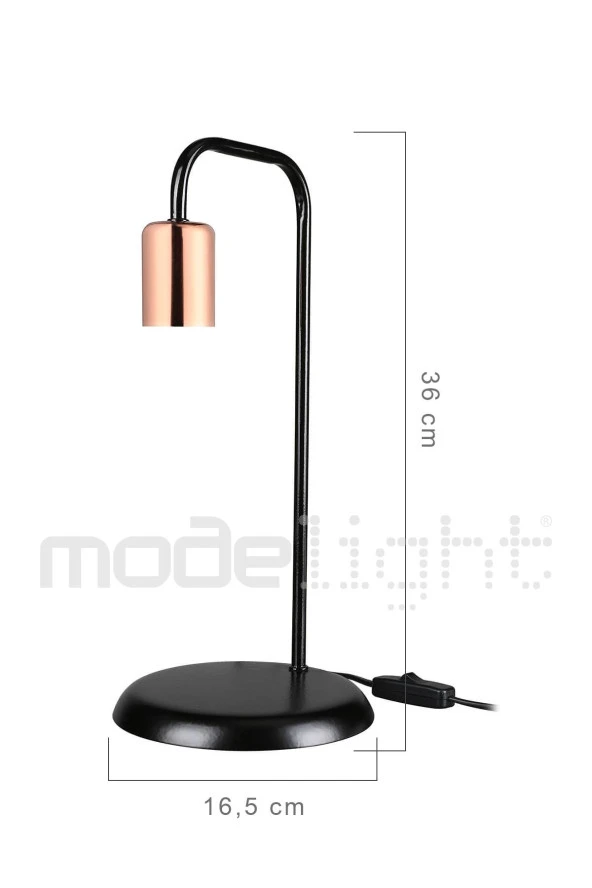 Modelight Tema Masa Lambası Siyah-bakır - Resim 4