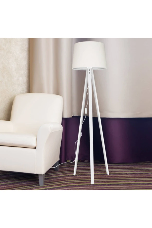 Modelight Deko Lambader Beyaz Ayak / Krem Şapka - Resim 3