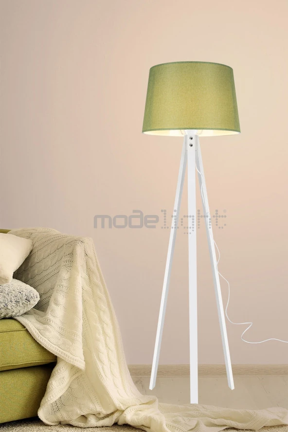 Modelight Deko Lambader Beyaz Ayak / Yeşil Şapka
