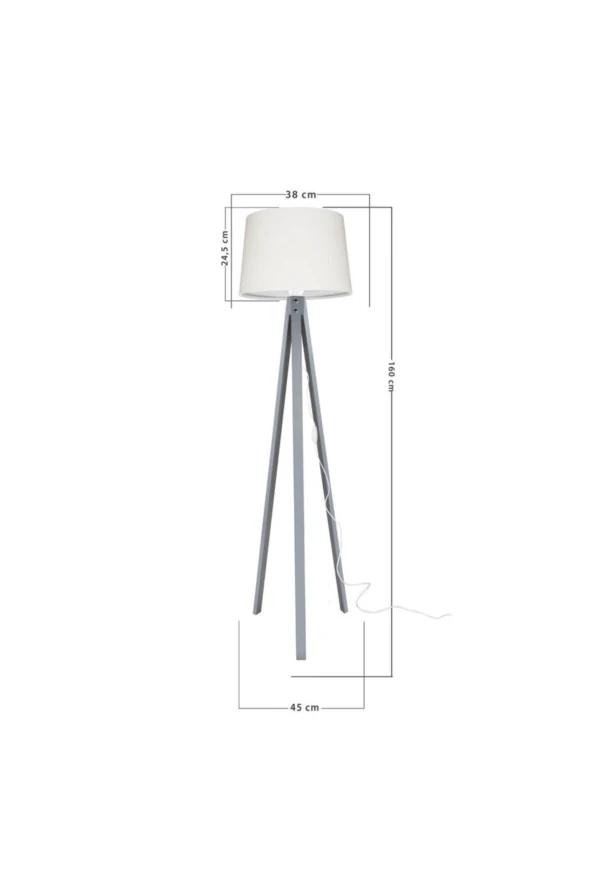 Modelight Deko Lambader Gri Ayak / Krem Şapka - Resim 2